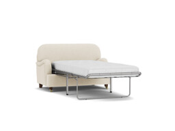 White Chenille Loveseat Armchair Sofabed - Traditional Style Single Chair Bed In Stain Resistant Chenille - Helston Range