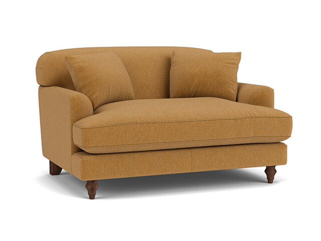 Orange Velvet Loveseat Armchair - Traditional Snuggler Cuddler Custom Arm Chair In Stain Resistant Velvet - Galloway Range - image 1