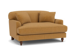 Orange Velvet Loveseat Armchair - Traditional Snuggler Cuddler Custom Arm Chair In Stain Resistant Velvet - Galloway Range