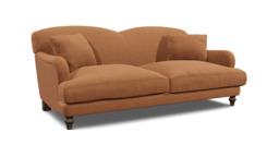 Orange Velvet 3 Seater Sofa - Traditional Style Custom Sofa In Stain Resistant Velvet - Evelyn Range - thumbnail 1