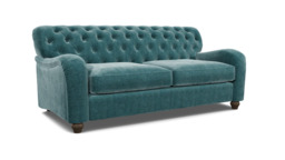 Teal Velvet 3.5 Seater Sofa - Traditional Button Back Custom Sofa In Stain Resistant Velvet - Bakewell Range