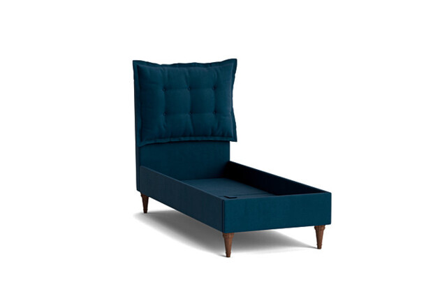 Blue Velvet Single Bed Frame - Traditional Low End With Large Headboard In Easy Clean Velvet - Lyndhurst Range - image 1