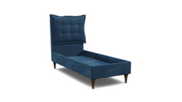 Blue Velvet Single Bed Frame - Traditional Low End With Large Headboard In Easy Clean Velvet - Lyndhurst Range