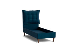 Blue Velvet Single Bed Frame - Traditional Low End With Large Headboard In Easy Clean Velvet - Lyndhurst Range