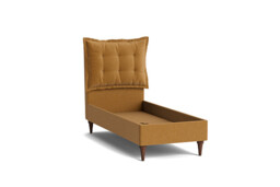 Orange Velvet Single Bed Frame - Traditional Low End With Large Headboard In Stain Resistant Velvet - Lyndhurst Range - thumbnail 1