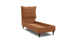 Orange Velvet Single Bed Frame - Traditional Low End With Large Headboard In Stain Resistant Velvet - Lyndhurst Range - thumbnail 1