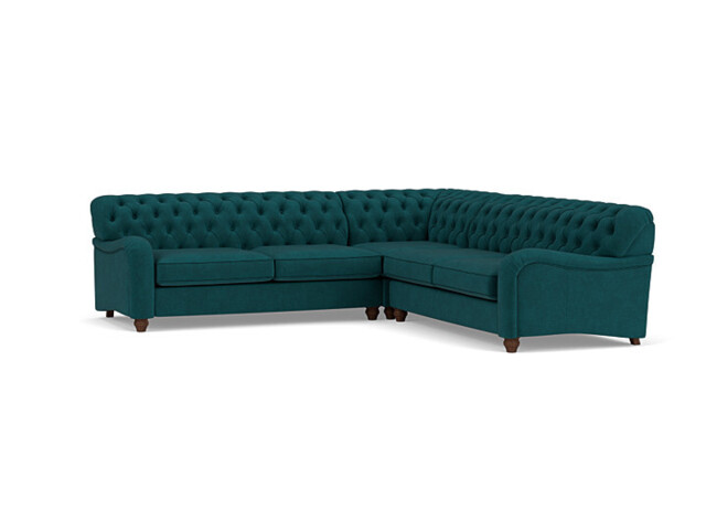 Teal 3.5 Seater Corner Sofa - Traditional Chesterfield Style Fabric Luxury Premium Corner Sofa - Bakewell Range - image 1