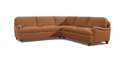 Orange Velvet 3.5 Seater Corner Sofabed - Traditional Fold Out Custom Sofa Bed In Stain Resistant Velvet - Helston Range - thumbnail 1