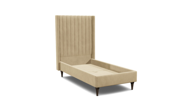Cream Fabric Single Bed Frame - Modern Style Bed With Headboard - Wokingham Range - image 1