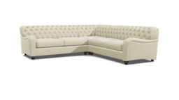 White 3 Seater Corner Sofa - Traditional Chesterfield Style Fabric Luxury Premium Corner Sofa - Bakewell Range