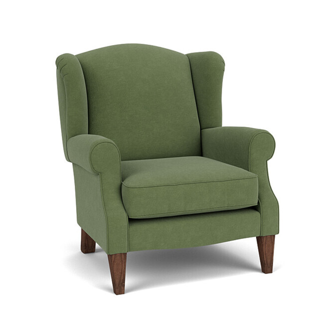 Green Linen Wingback Armchair - Traditional Accent Custom Arm Chair - Otley Range - image 1