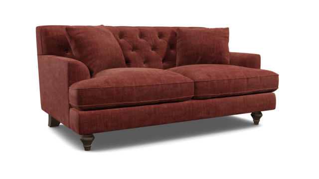 Purple Velvet 2 Seater Sofa - Traditional Button Back Custom Sofa In Easy Clean Velvet - Charnwood Range - image 1