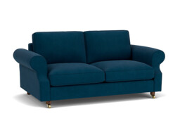 Blue Velvet 3 Seater Sofa - Traditional Style Custom Sofa In Easy Clean Velvet - Kendal Range - thumbnail 1