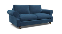 Blue Velvet 3 Seater Sofa - Traditional Style Custom Sofa In Easy Clean Velvet - Kendal Range - thumbnail 1