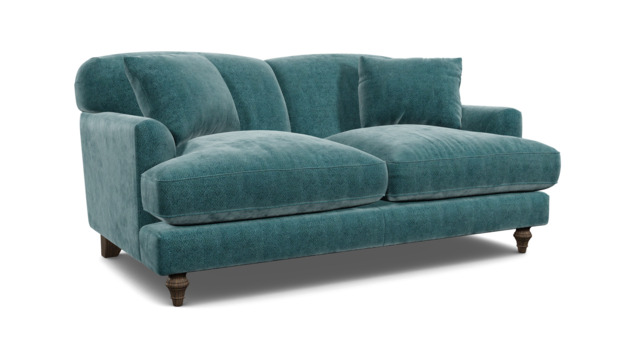 Teal Velvet 2 Seater Sofa - Traditional Style Custom Sofa In Stain Resistant Velvet - Galloway Range - image 1