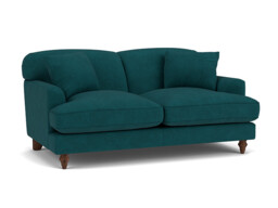 Teal Velvet 2 Seater Sofa - Traditional Style Custom Sofa In Stain Resistant Velvet - Galloway Range - thumbnail 1