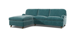 Teal Velvet 3 Seater Sofabed With Chaise - Traditional Fold Out Custom Sofa Bed In Stain Resistant Velvet - Helston Range