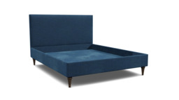 Blue Velvet King Size Bed Frame - Traditional Low End With Large Headboard In Easy Clean Velvet - Yarnmouth Range