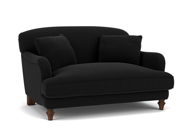 Black Velvet Loveseat Armchair - Traditional Snuggler Cuddler Custom Arm Chair In Easy Clean Velvet - Evelyn Range - image 1