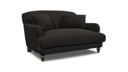 Black Velvet Loveseat Armchair - Traditional Snuggler Cuddler Custom Arm Chair In Easy Clean Velvet - Evelyn Range - thumbnail 1