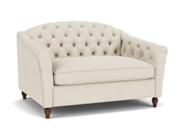 White Chenille Loveseat Armchair - Traditional Snuggler Cuddler Custom Arm Chair In Stain Resistant Chenille - Payton Range - thumbnail 1