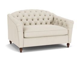 White Chenille Loveseat Armchair - Traditional Snuggler Cuddler Custom Arm Chair In Stain Resistant Chenille - Payton Range