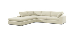 White Chenille Large Corner Sofa - Modern Style Corner Custom Sofa In Stain Resistant Chenille - Purley Range - thumbnail 1