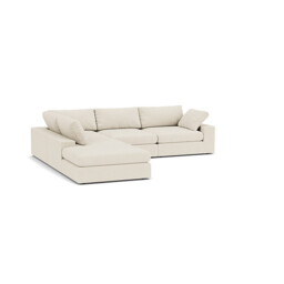 White Chenille Large Corner Sofa - Modern Style Corner Custom Sofa In Stain Resistant Chenille - Purley Range