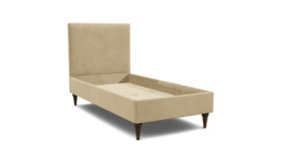 Cream Fabric Single Bed Frame - Traditional Low End With Large Headboard - Yarnmouth Range - thumbnail 1