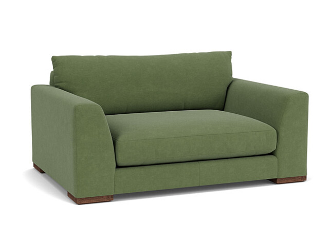 Green Linen Loveseat Armchair - Modern Snuggle Cuddler Custom Arm Chair - Kingston Range - image 1