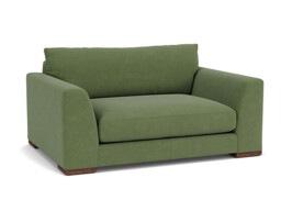 Green Linen Loveseat Armchair - Modern Snuggle Cuddler Custom Arm Chair - Kingston Range