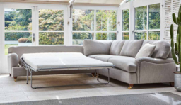 Grey Fabric 2X2 Seater Corner Sofabed - Traditional Fold Out Custom Sofa Bed In Easy Clean Fabric - Helston Range - thumbnail 4