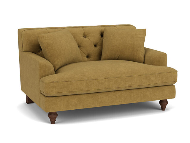 Yellow Velvet Loveseat Armchair - Traditional Snuggler Cuddler Custom Arm Chair In Stain Resistant Velvet - Charnwood Range - image 1