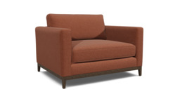 Red Velvet Loveseat Armchair - Modern Snuggle Cuddler Custom Arm Chair In Easy Clean Velvet - Darwin Range - thumbnail 1