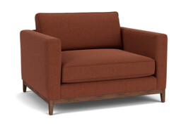 Red Velvet Loveseat Armchair - Modern Snuggle Cuddler Custom Arm Chair In Easy Clean Velvet - Darwin Range