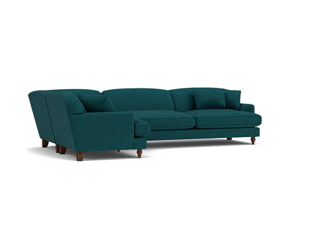Teal Velvet 4 Seater Left Corner Sofa - Traditional Style Custom Sofa In Stain Resistant Velvet - Galloway Range - image 1