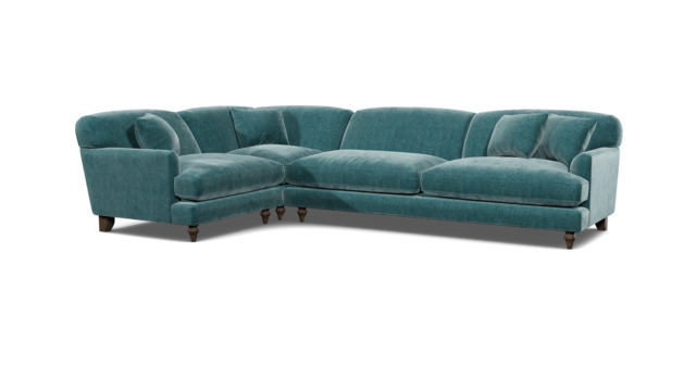 Teal Velvet 4 Seater Left Corner Sofa - Traditional Style Custom Sofa In Stain Resistant Velvet - Galloway Range - image 1