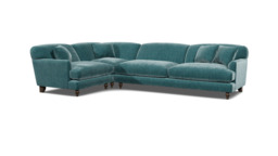 Teal Velvet 4 Seater Left Corner Sofa - Traditional Style Custom Sofa In Stain Resistant Velvet - Galloway Range - thumbnail 1