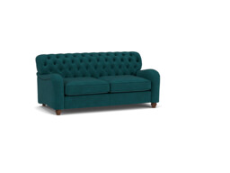 Teal Velvet 3 Seater Sofabed - Traditional Button Back Custom Sofa In Stain Resistant Velvet - Bakewell Range