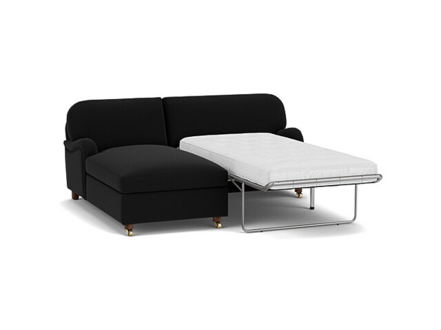 Black Velvet Loveseat Sofabed With Chaise - Traditional Pull Out Single Custom Sofa Bed In Easy Clean Velvet - Helston Range - image 1