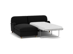 Black Velvet Loveseat Sofabed With Chaise - Traditional Pull Out Single Custom Sofa Bed In Easy Clean Velvet - Helston Range