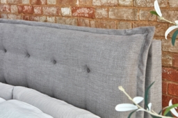 Grey Fabric Double Bed Frame - Traditional Low End With Large Headboard In Easy Clean Fabric - Lyndhurst Range - thumbnail 4