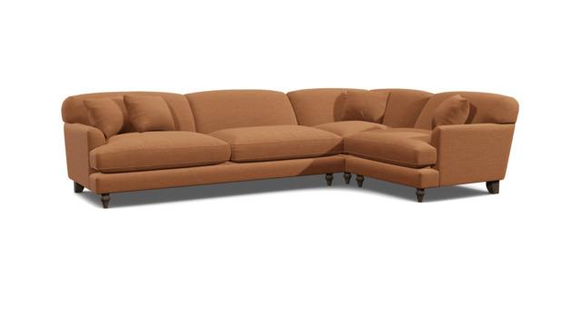 Orange Velvet 4 Seater Right Corner Sofa - Traditional Style Custom Sofa In Stain Resistant Velvet - Galloway Range - image 1