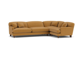 Orange Velvet 4 Seater Right Corner Sofa - Traditional Style Custom Sofa In Stain Resistant Velvet - Galloway Range - thumbnail 1