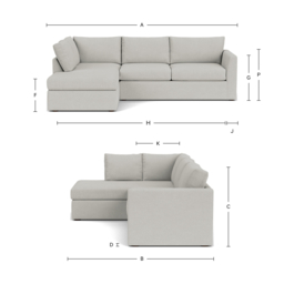Grey Fabric 5 Seater Sofa With Chaise - Modern Style Custom Sofa In Easy Clean Fabric - Portland Range - thumbnail 2