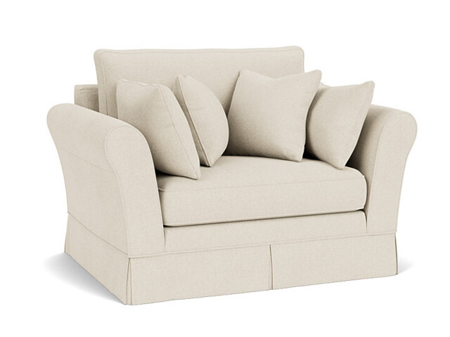 White Chenille Loveseat Armchair - Traditional Snuggler Cuddler Custom Arm Chair In Stain Resistant Chenille - Jude Range - image 1