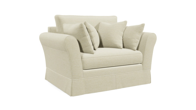 White Chenille Loveseat Armchair - Traditional Snuggler Cuddler Custom Arm Chair In Stain Resistant Chenille - Jude Range - image 1