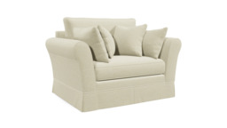 White Chenille Loveseat Armchair - Traditional Snuggler Cuddler Custom Arm Chair In Stain Resistant Chenille - Jude Range - thumbnail 1