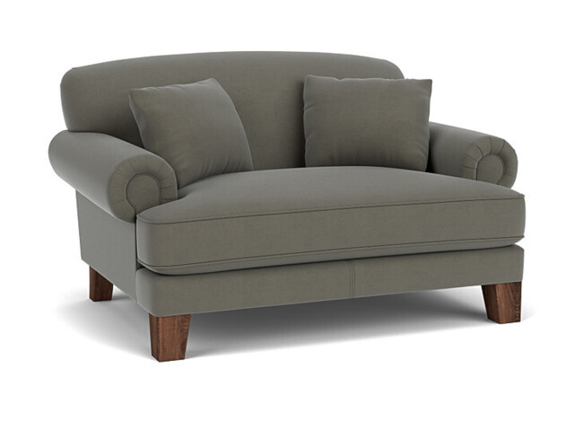 Grey Fabric Loveseat Armchair - Traditional Snuggler Cuddler Custom Arm Chair In Easy Clean Fabric - Thatcham Range - image 1