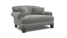 Grey Fabric Loveseat Armchair - Traditional Snuggler Cuddler Custom Arm Chair In Easy Clean Fabric - Thatcham Range